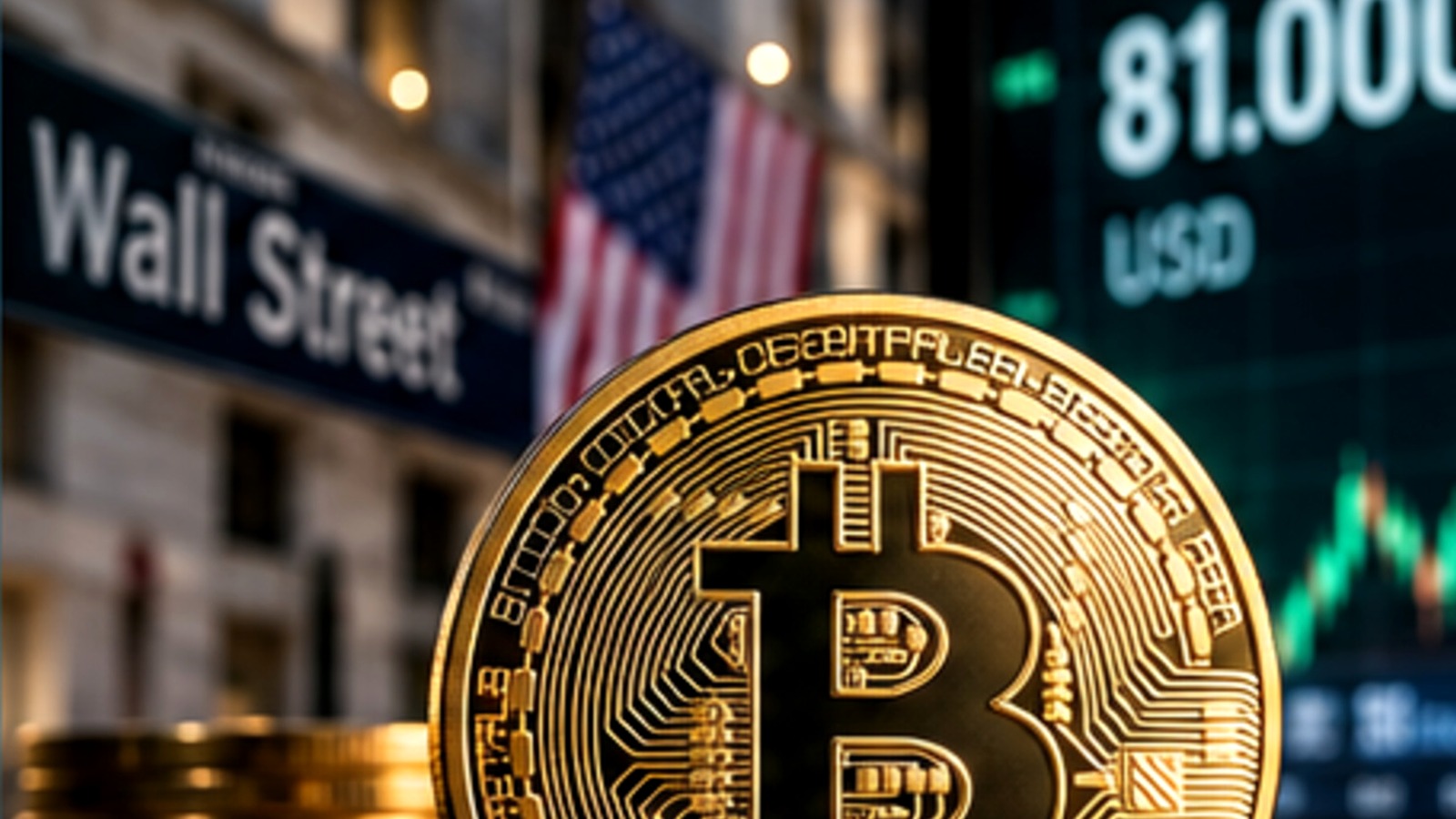 Bitcoin vor einem Marktchart